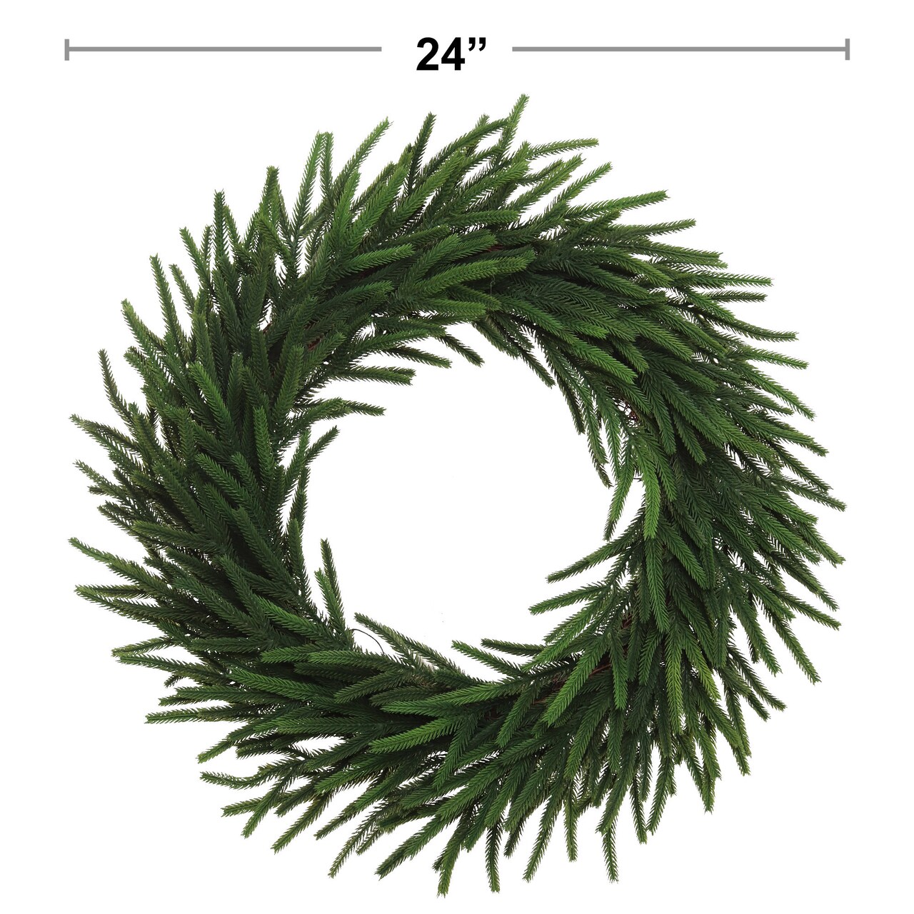24" Green Real Touch Norfolk Wreath - Realistic Christmas Wreath, Front Door Wreath, Xmas Decor - Christmas Season, Floral Home by Artificial Flowers